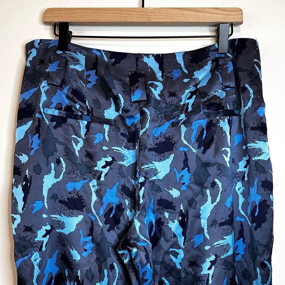 L'AGENCE Silk Madaline High Waist Blue Vintage Multi Pants Trousers Size 8 - Picture 7 of 15
